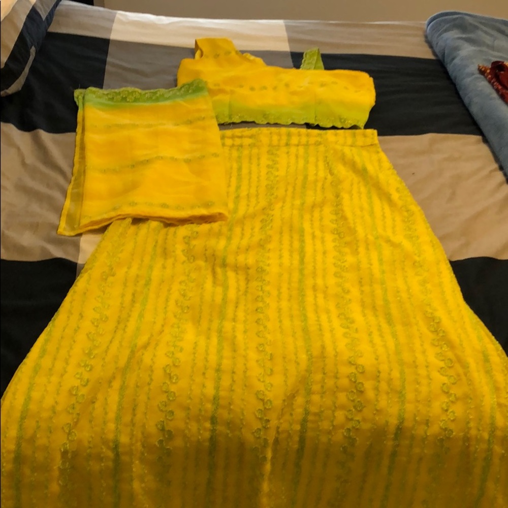 Yellow and green lengha!